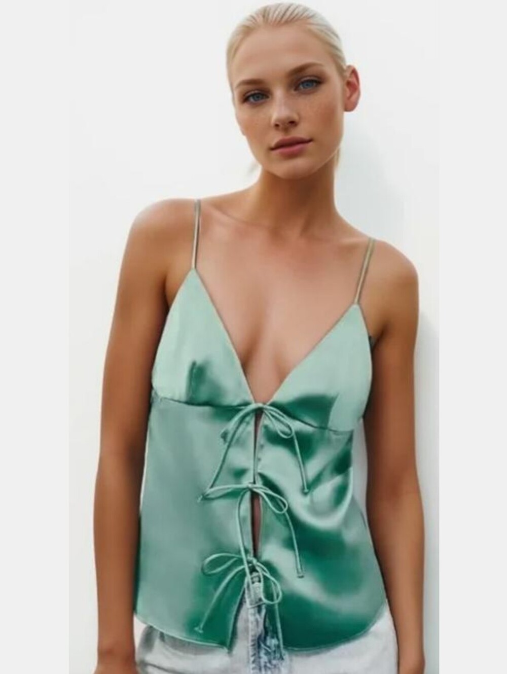 Zara Satin Tie Front Cami